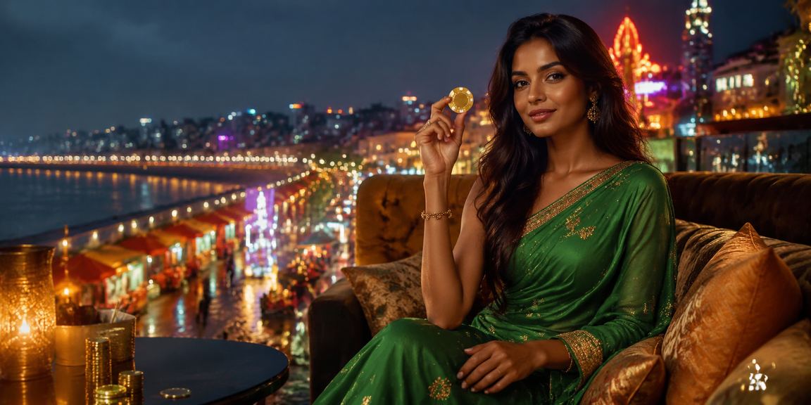 Woman celebrating VIP rewards at Ahmedabad riverfront