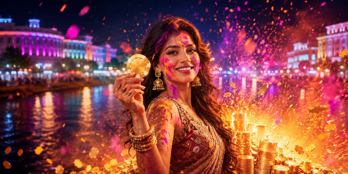 Delhi city scene with festive cashback bonus promotion for Indian players